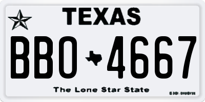 TX license plate BBO4667
