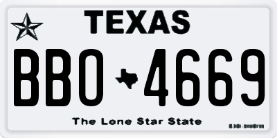 TX license plate BBO4669