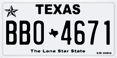 TX license plate BBO4671