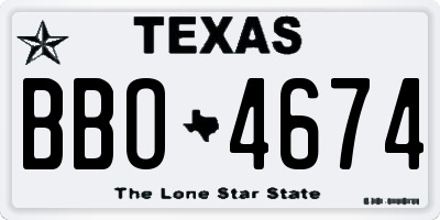 TX license plate BBO4674