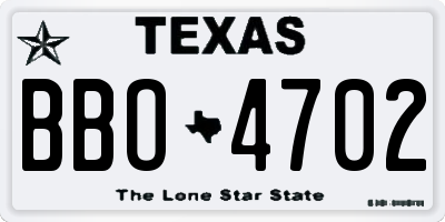 TX license plate BBO4702