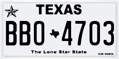 TX license plate BBO4703