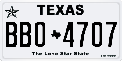 TX license plate BBO4707