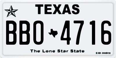 TX license plate BBO4716
