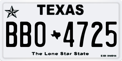 TX license plate BBO4725