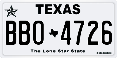 TX license plate BBO4726