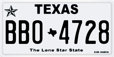TX license plate BBO4728