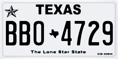 TX license plate BBO4729