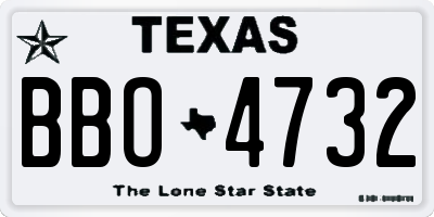 TX license plate BBO4732