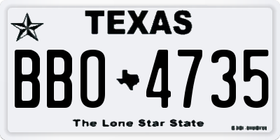 TX license plate BBO4735