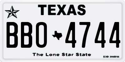 TX license plate BBO4744