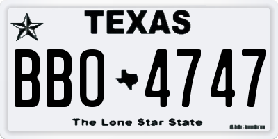 TX license plate BBO4747