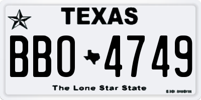TX license plate BBO4749