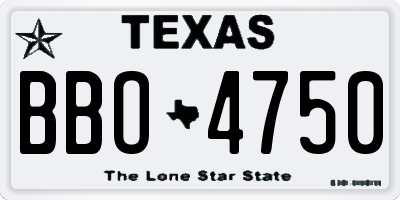 TX license plate BBO4750