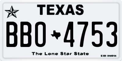 TX license plate BBO4753