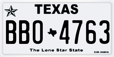 TX license plate BBO4763