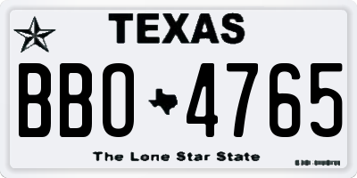 TX license plate BBO4765