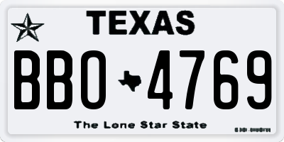 TX license plate BBO4769