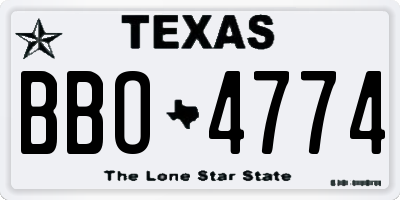 TX license plate BBO4774