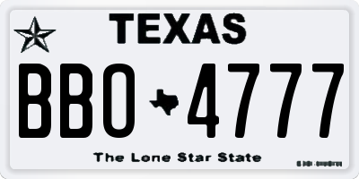 TX license plate BBO4777