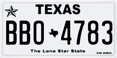 TX license plate BBO4783
