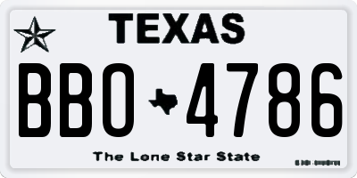 TX license plate BBO4786