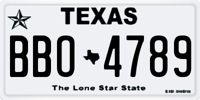TX license plate BBO4789