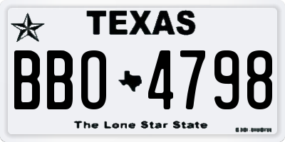 TX license plate BBO4798