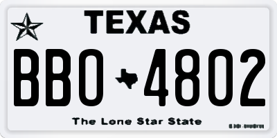 TX license plate BBO4802