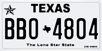 TX license plate BBO4804