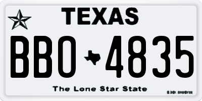 TX license plate BBO4835