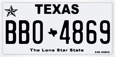 TX license plate BBO4869