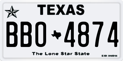 TX license plate BBO4874