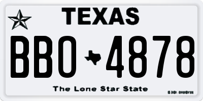 TX license plate BBO4878