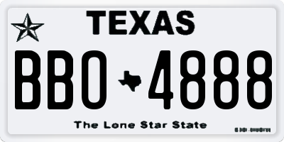 TX license plate BBO4888