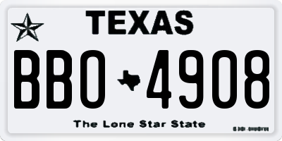 TX license plate BBO4908