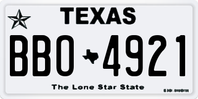 TX license plate BBO4921