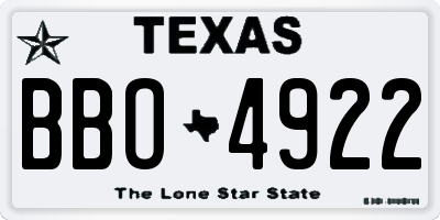 TX license plate BBO4922