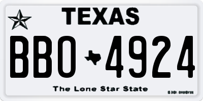 TX license plate BBO4924