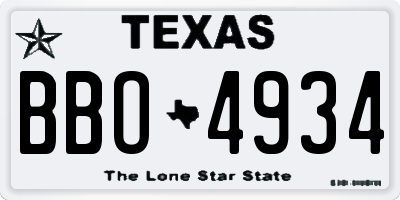 TX license plate BBO4934