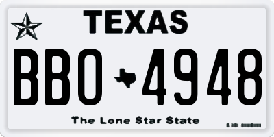 TX license plate BBO4948