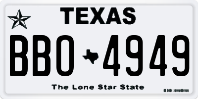 TX license plate BBO4949