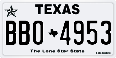 TX license plate BBO4953