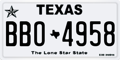 TX license plate BBO4958