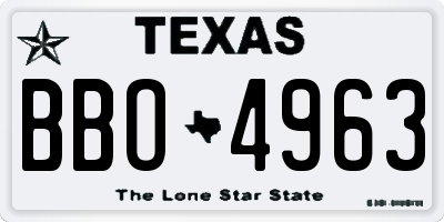 TX license plate BBO4963