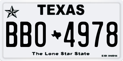 TX license plate BBO4978