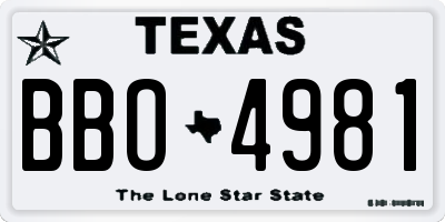 TX license plate BBO4981