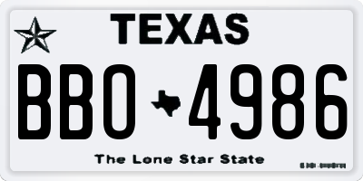 TX license plate BBO4986