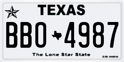 TX license plate BBO4987