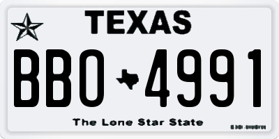 TX license plate BBO4991